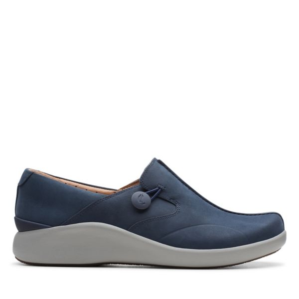 Clarks Womens Un Loop 2 Walk Flat Shoes Navy | CA-3416927